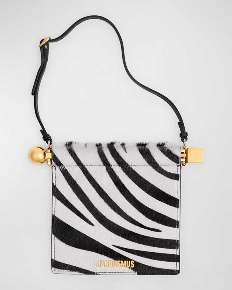 Le Porte Rond Zebra Calf Hair Shoulder Bag